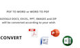 convert file to pdf, word, google doc, docs, excel, ppt, zip and etc