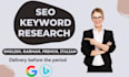 do excellent SEO keyword research in greek, arabic, vietnam