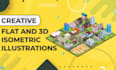 create modern flat and 3d isometric illustrations for websites and apps