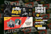 create fb header, linkedin header, youtube header and twitter art