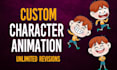 animate attractive 2d cartoon characters and nft