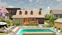design backyard, landscape, terrace, pool, and patio