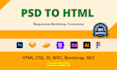 convert psd to html, xd to html, figma to html css bootstrap tailwind responsive