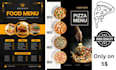 make a modern pizza restaurant menu, flyer, and brochure