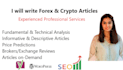 write articles for cryptos and forex