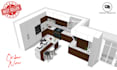 design kitchen interior design layout, and 3d rendering