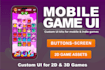 design stunning mobile game UI, buttons, and 2d game assets