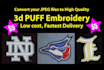 provide 3d puff embroidery digitizing in an hour