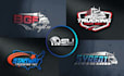 design creative transport logistics dispatching trucking moving cargo logo