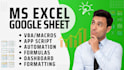 do excel spreadsheet, google sheets, vba, macro, formulas, scripts