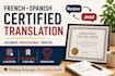 translate from french to spanish, certified translation