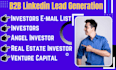 provide email list of real estate investor, angel investor b2b lead generation