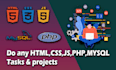 do php javascript html css js react js web tasks and web projects