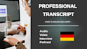 audio and video transcription, german transcript