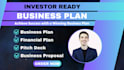 write an investor ready business plan, financial model, and pitch deck