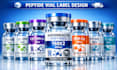 design clean peptide vial label, vial label design, product label design