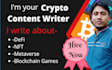 write plagiarism free engaging SEO optimized crypto content