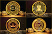 design crypto coin cryptocurrency bitcoin token 3d nft technology badge logo