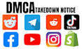 takedown copyright violating and defaming content on fb, reddit, x, instagram