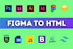 convert figma to HTML, xd to HTML, psd to HTML