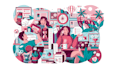 unique design a flat illustration with people for app, web or book cover