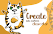 draw cute animal or plant character flat design illustration