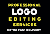 edit, resize, change color or text of your logo into vector
