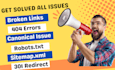 fix 404 and 301,canonical,broken link, robots, sitemap issue