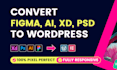 convert sketch, PSD, xd, figma to wordpress using elementor, acf, divi