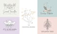 design feminine hand drawn, botanical boho logo
