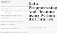 do data preprocessing and cleaning using python