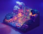 create low poly 3d model diorama scenes