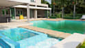 design landscape, terrace, backyard, pool, and patio