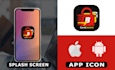 design a mobile app icon logo with a splash screen