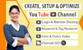create setup youtube channel, art, intro, outro, logo, with full branding
