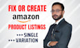 create amazon fba product listing and variation or fix errors in amazon listing