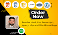 resolve html, css, javascript ,jquery, php and wordpress bugs