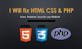 bug fixing PHP, laravel, wordpress mysql, CSS, HTML, js