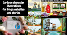 draw cartoon character illustrations for blogs websites and stories