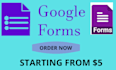 create forms google, docs form surveys, and jot form