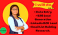 do linkedin data collection, b2b lead generation and data entry task