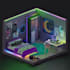 create a 3d room, scene, enviroment in blender
