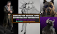 do a 3d modeling character 3d rendering nft character