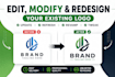 edit, modify, revamp, update or redesign your existing logo