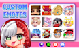 custom animated twitch kick emotes chibi, emoji, badges, pngtuber, discord, bulk