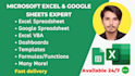 do custom excel spreadsheet, google sheets, vba, and excel template