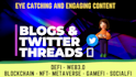 write twitter threads on crypto, nft and blockchain
