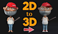 convert your 2d design into a 3d character model for games