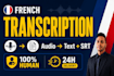 transcribe french audio and video into text with srt subtitles