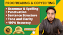 grammar check, spell check, copyedit and proofread english text